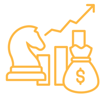 Icon of financial charts and strategic chess piece